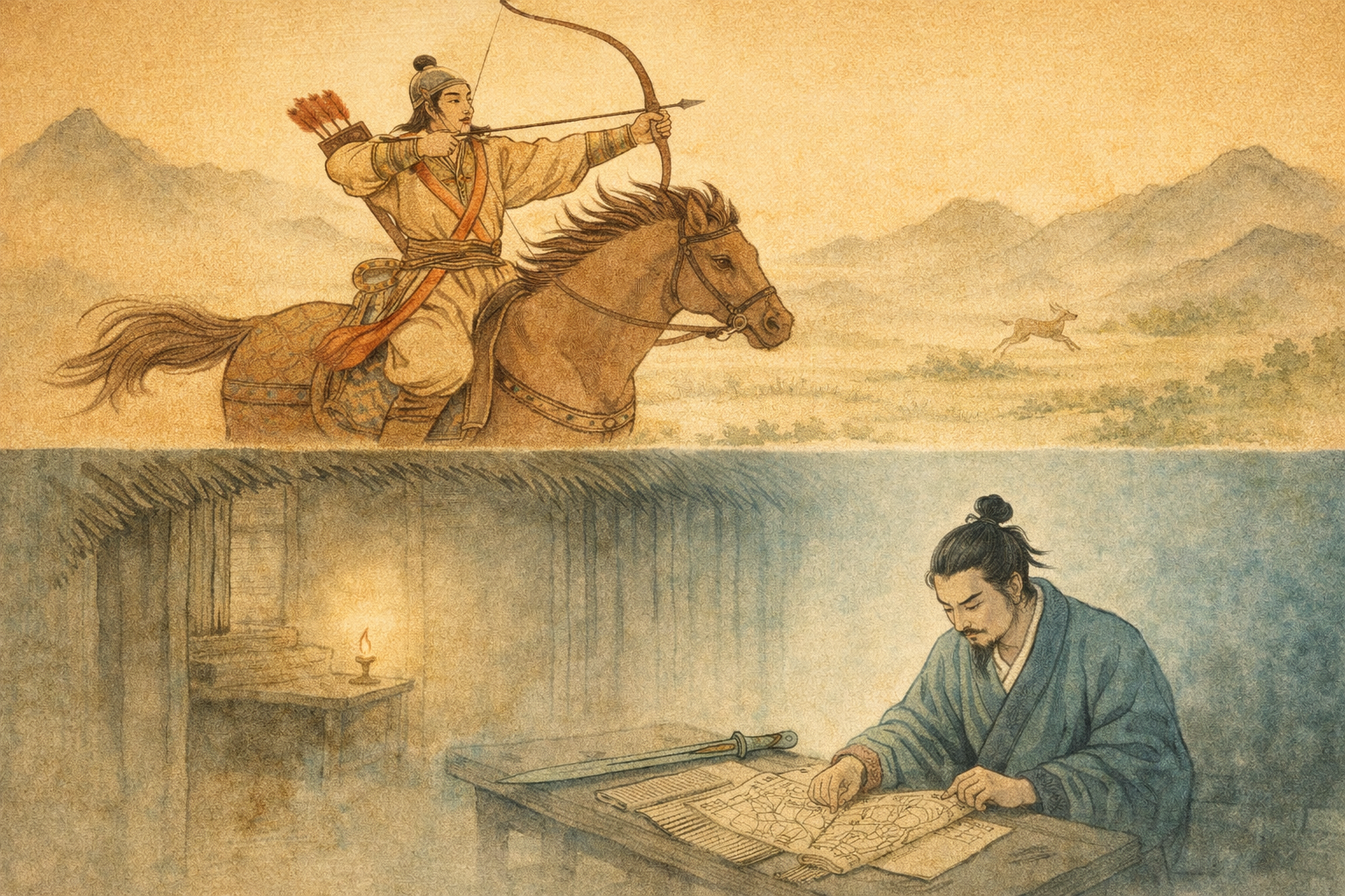 后羿放縱亡身與少康勤奮復國的人生選擇。